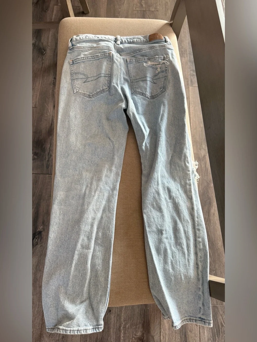 American Eagle Outfitters Light Blue Distressed Straight Leg Jeans - Picture 2 of 3